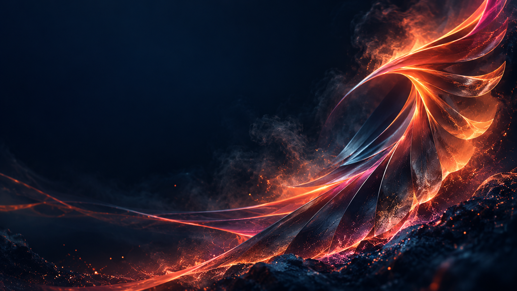 Abstract glowing form suggesting momentum and transformation